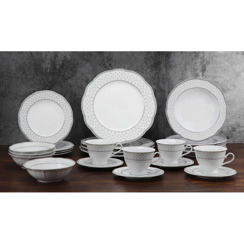 Service de table en porcelaine tendre 24 pièces Lorren Home Trends Wavy