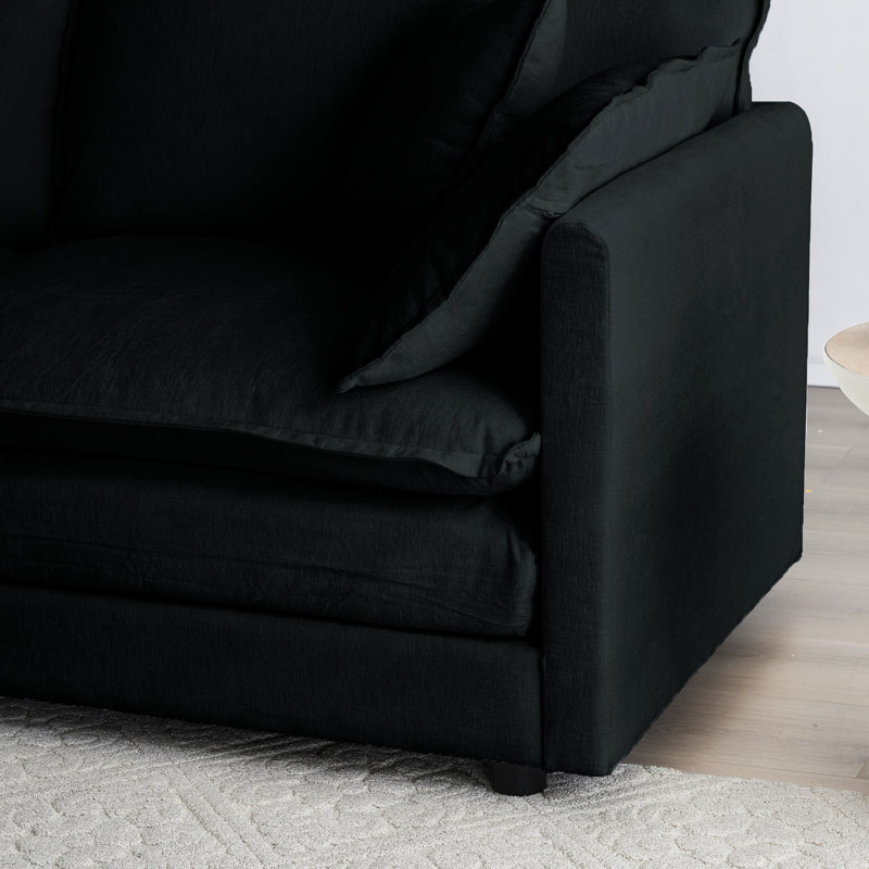 Chenille moderne - Structure en bois noir avec revêtement doux et relaxant