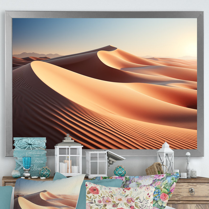 «Desert Sand Bliss I» sur toile, Cadre simple argenté, H 12 po x l 20 po x P 1 po