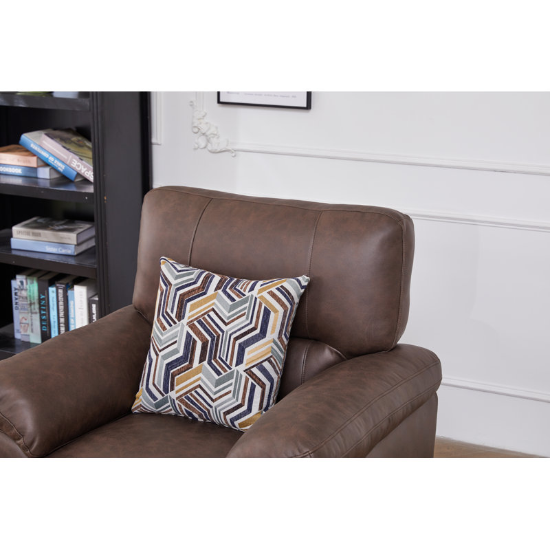 Fauteuil confortable avec coussin décoratif 36,8 po Leathaire, Brun