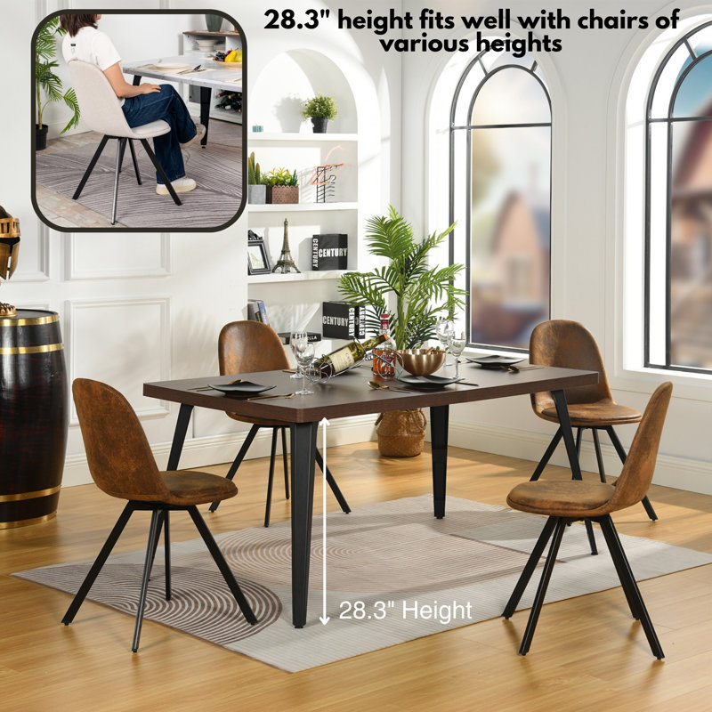 Farukh Rectangular Dining Table for 4-6 People, Kitchen Dining Table Large Dining Table Wooden Kitchen Dining Table, MDF, Brown