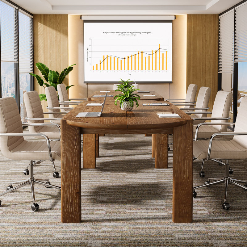 Table de conférence ovale en bois massif de 5 pi, table de travail rustique brun foncé de 63 po pour 6 personnes, table de réunion et de réunion en bois pour la maison de bureau