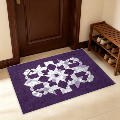 Tapis mauve à motif de flocons de neige mauve pour le salon, doux et confortable, convient à toutes les saisons, facile à entretenir, tapis de sol intérieur lavable à la machine, sous la ferme pour la chambre à coucher, la salle à manger, le bureau, le balcon, le patio