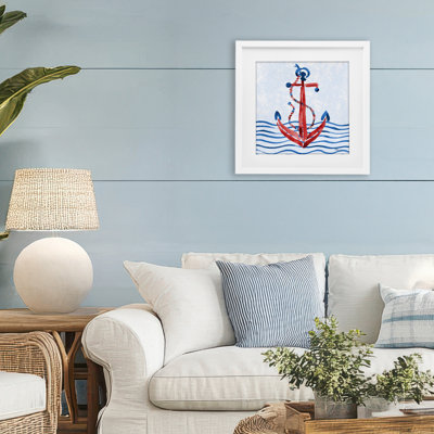 Brushstroke Anchor Painting Framed Print Under Glass, design by Paul Brent