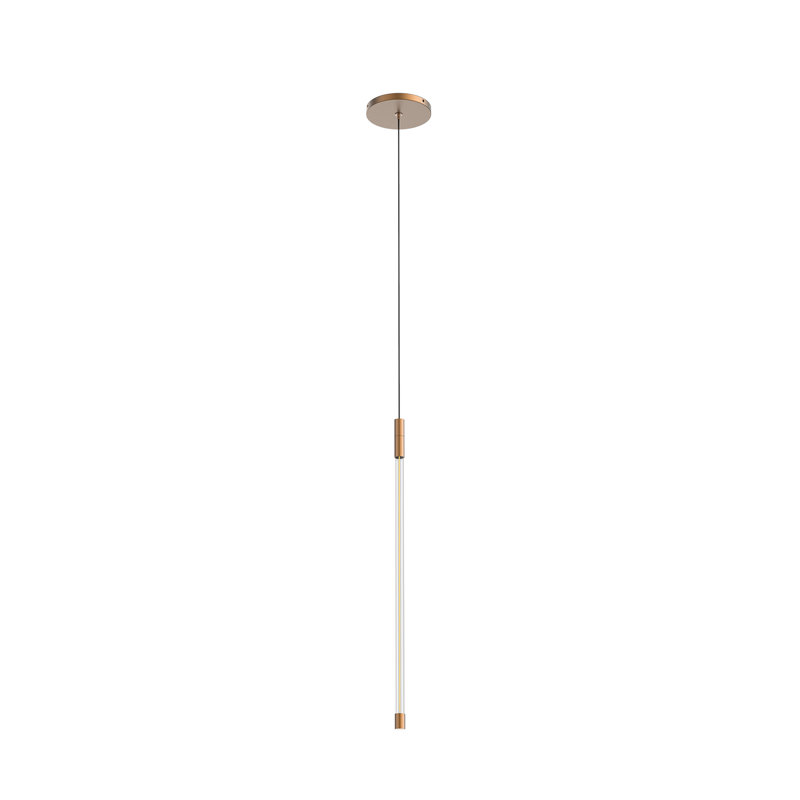 Brushed Gold Glass LED Pendant Light, 20.63" Height