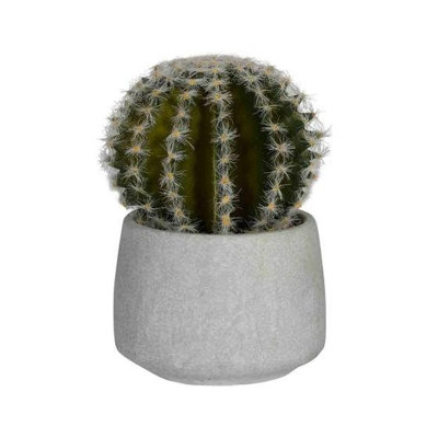 Cactus artificiel H 6,63 po en pot de ciment rond