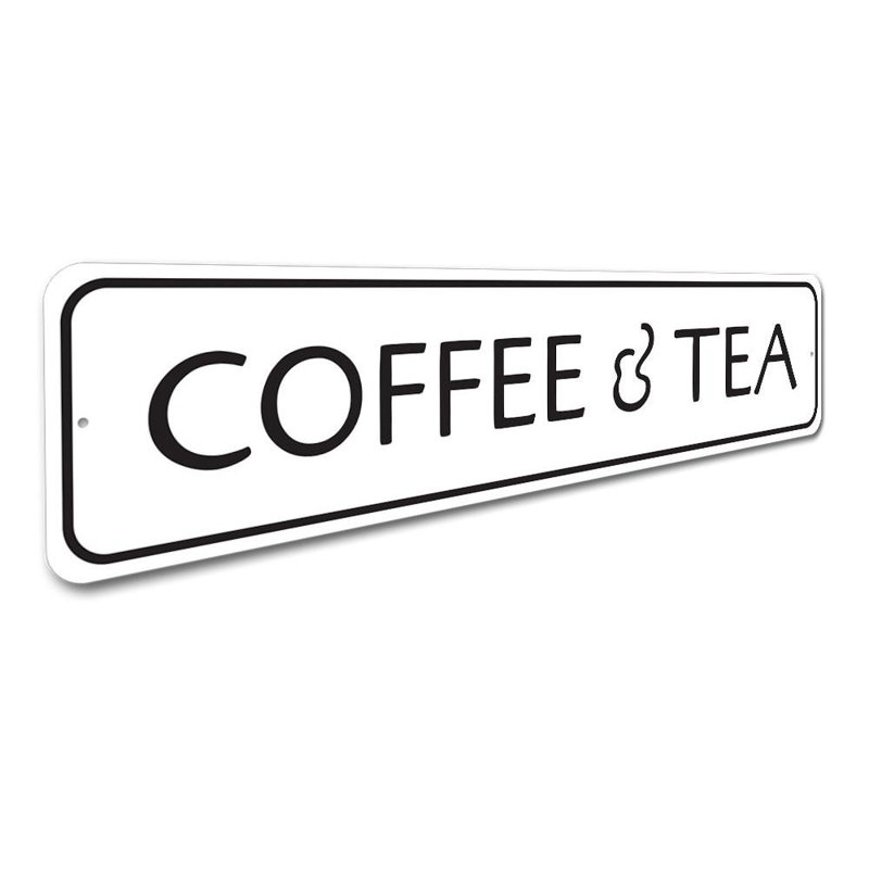 Plaque en aluminium «Coffee and Tea», H 6 po x l 24 po x P 0,06 po