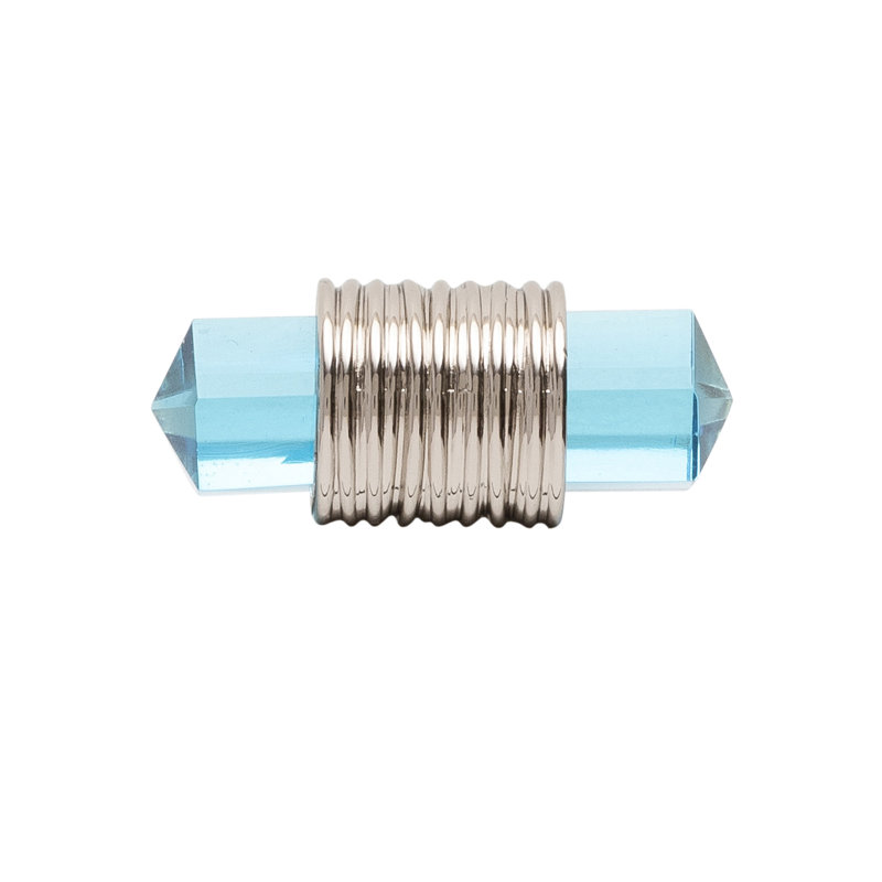 Chrysalis Collection T-Knob 1-7/8 Inch x 3/4 Inch, Polished Nickel with Blue