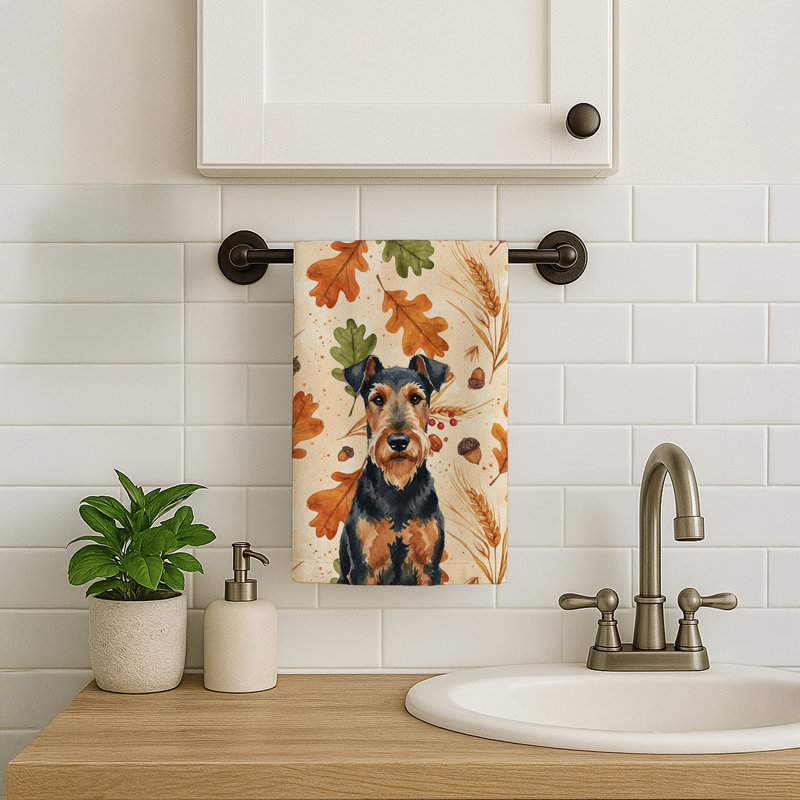Serviette de cuisine Airedale Terrier Heirloom, Terrier brun