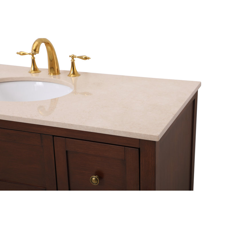Amyra 48'' Brown Single Bathroom Vanity with Cream Marble Top
