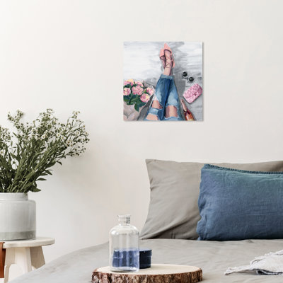 «Fashion and Glam Waiting For You», impression d'art sur toile rose