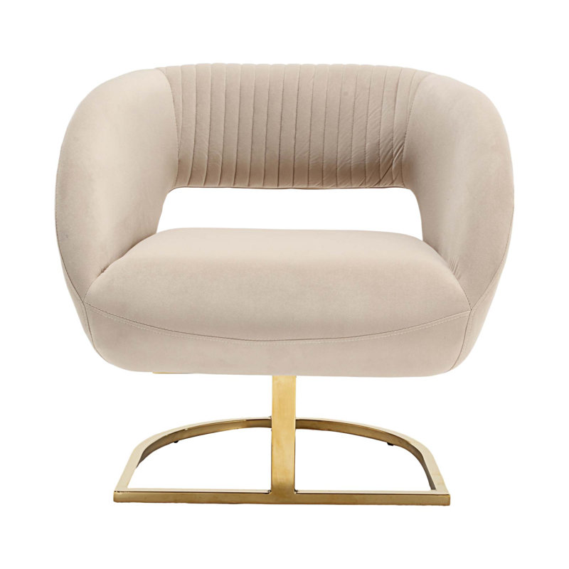 Chaise d'appoint rembourrée et capitonnée Alleen, Velours beige