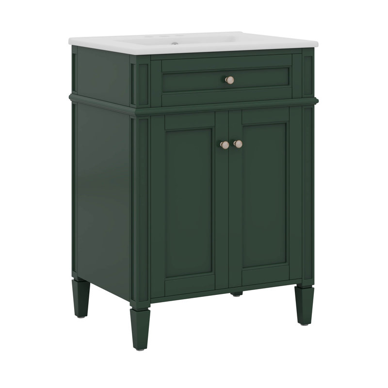 Ensemble de meuble-lavabo 24 po avec lavabo, meuble-lavabo rétro, Vert