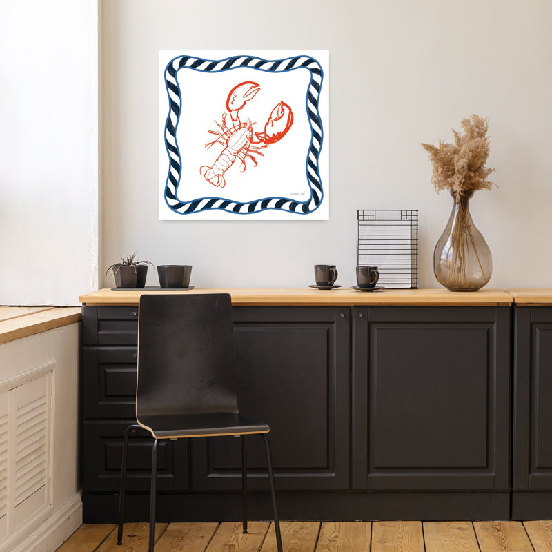 Art contemporain, art côtier de homard, H 18 po x l 18 po