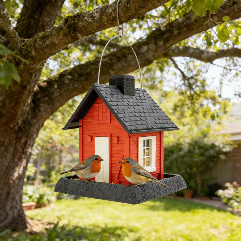 Mangeoire à oiseaux de style trémie avec une capacité de 5 livres, un plateau amovible pour un nettoyage facile et des options de suspension ou de fixation sur poteau
