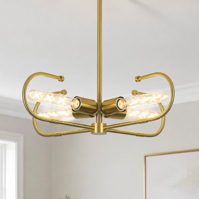 Raventon Home 4-Light Industrial Brass Pendant Light