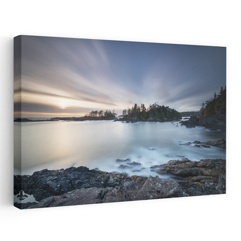 Coucher de soleil sur la côte de l'île de Vancouver noir bleu gris Colombie-Britannique Canada, H 36 po x l 24 po