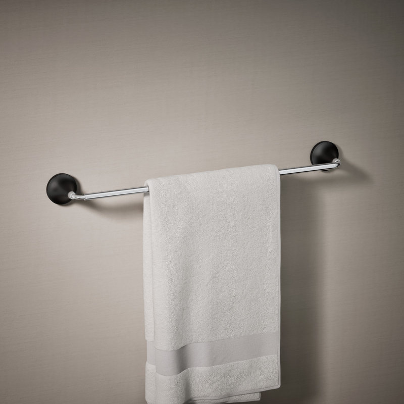 Tone Towel Bar, Polished Chrome/Matte Black, 24"W