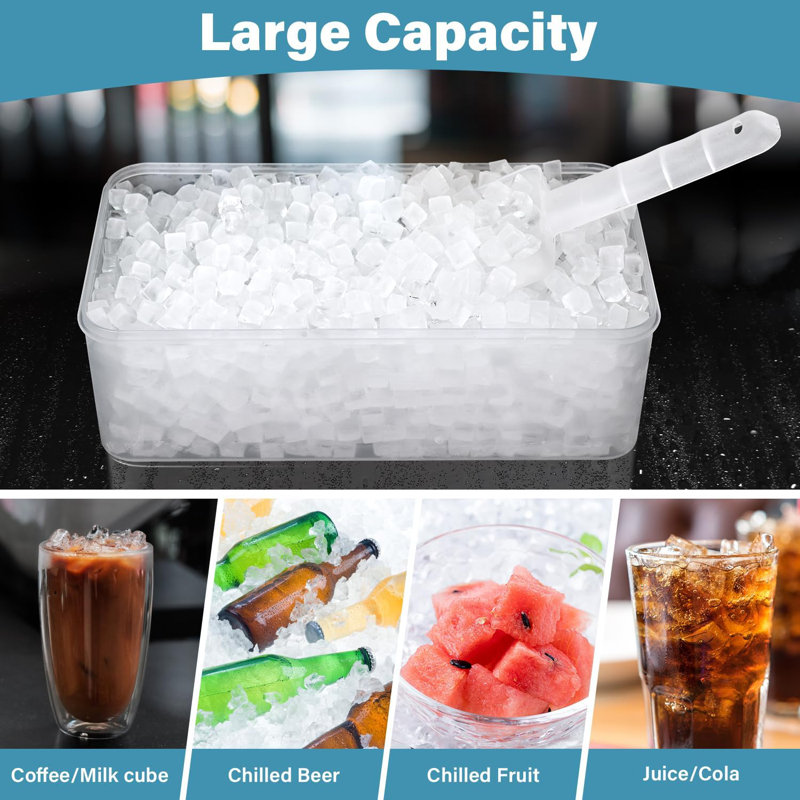 Mini Ice Cube Tray For Freezer:  Small Ice Trays For Freezer With Bin - 135×4PCS Easy Release Nugget Ice Tray - Crushed Ice Tray With Ice Container