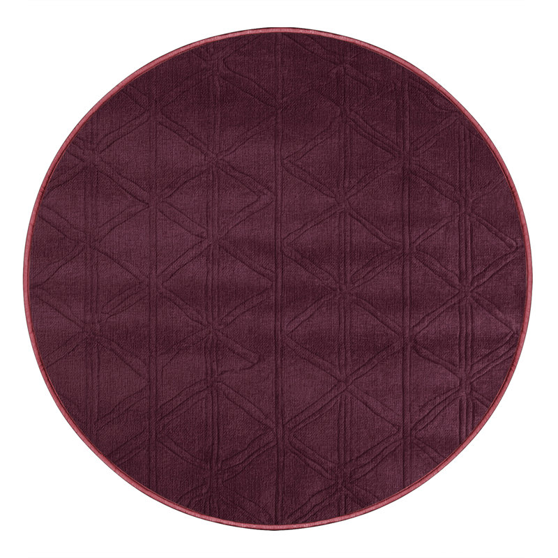 Tapis rouge en treillis lavable à la machine, Rond 7 pi