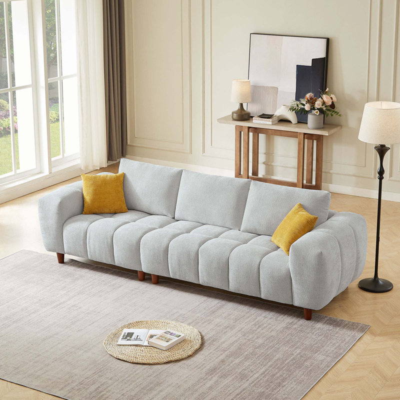 Canapé modulaire convertible 111,81 po Marshmallow, Tissu gris pâle