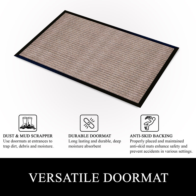 Odarius Indoor/Outdoor Non-Slip Polypropylene Doormat with Rubber Backing – Washable Welcome Mat for Entryway, Patio, Garage & Office