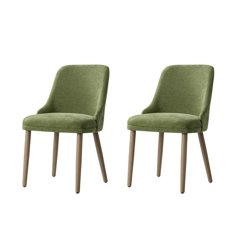 Chaise d'appoint rembourrée avec pieds en bois massif Kanalu, Moss