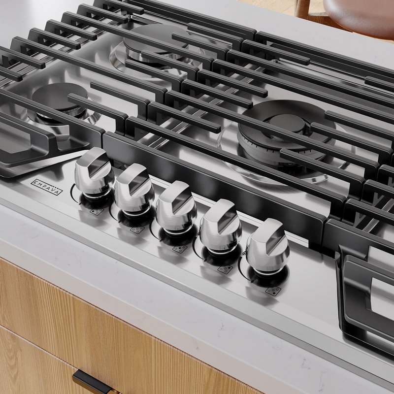 Empava 36" Recessed Gas Stove Cooktop, with 5 Italy SABAF Sealed Burner, NG/LPG Convertible, in Stainless Steel 