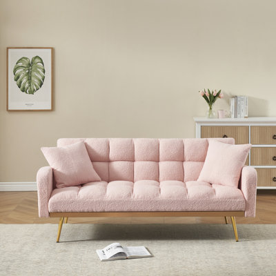 69 Inch Sofa Bed With Adjustable Teddy Sofa For Small Space Living Room And Bedroom