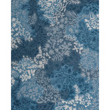 Garden Damask Hand-Tufted Wool Floral Blue/White Area Rug