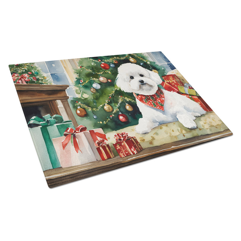 Grande planche à découper en verre Bichon Frise Cozy