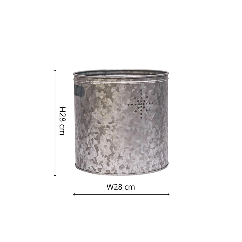 Galvanised Steel Planter Bucket with Star, Galvanised