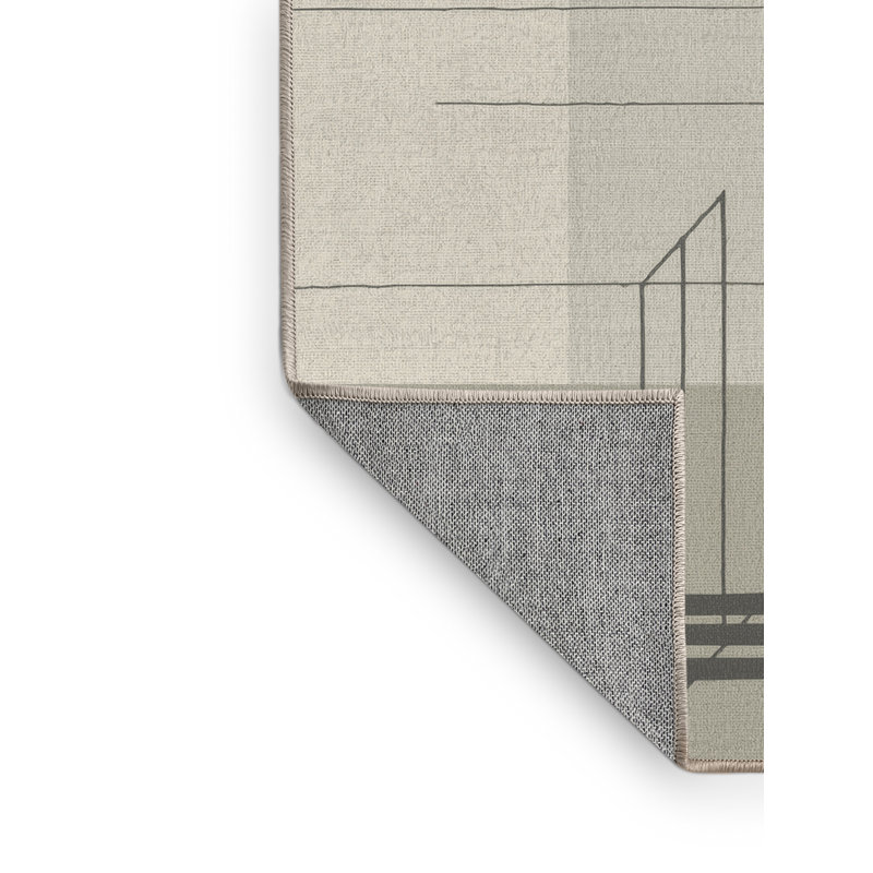 Tapis beige minimaliste lavable à la machine Osiyo, Carré 3 pi