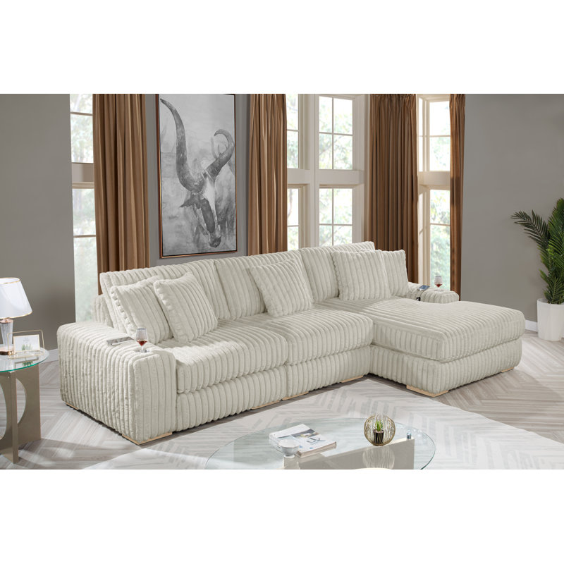 Canapé modulaire réversible à rayures Puffy, Fumée
