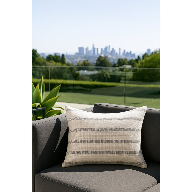 Classic Grey Regatta Stripe Indoor Outdoor Pillow 14x20