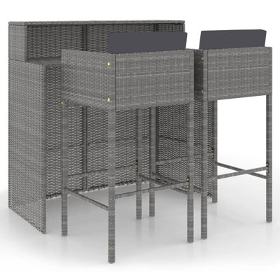 Patio Bar Set Outdoor Bistro Set Bar Stool Table 3 Piece Poly Rattan -  Latitude RunÂ®, D18234BC5556434DB779A97EDD2B9C73