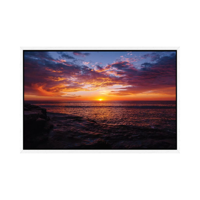 Sunset Cliffs Night III by Bethany Young - Print on Canvas, 45.72cm H x 66.04cm W x 3.81cm D, White Framed