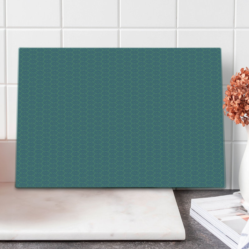 Ambesonne Abstract Cutting Board Large Size Geometric Hexagons Shamrock Green