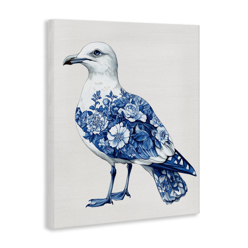 Funky Toile Seagull Canvas, design by Lettered and Lined