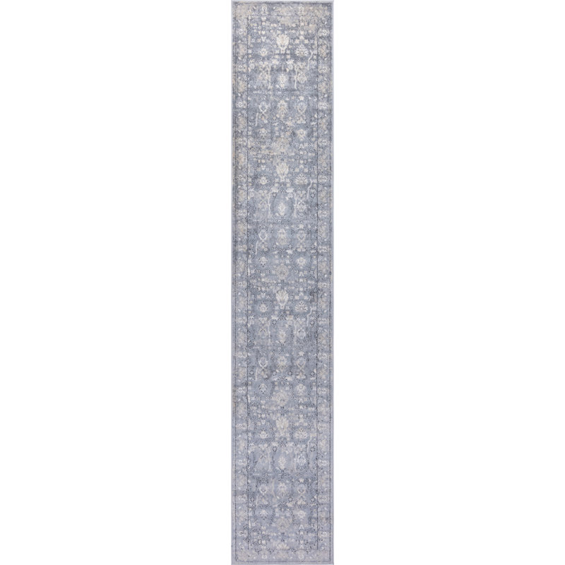 Tapis gris à motif abstrait Burrill, Gris, Tapis de couloir 2 pi 7 po x 14 pi 1 po