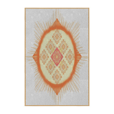 Tapis crème/orange/jaune tissé à la machine