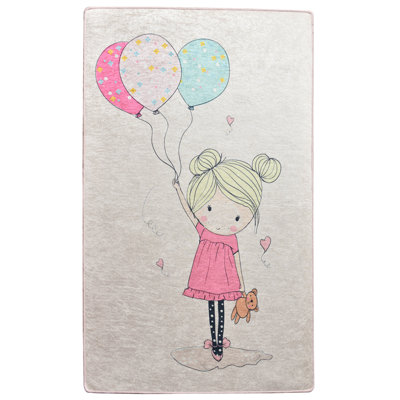 Tapis gris / rose touffeté à la machine Rectangle Auburn