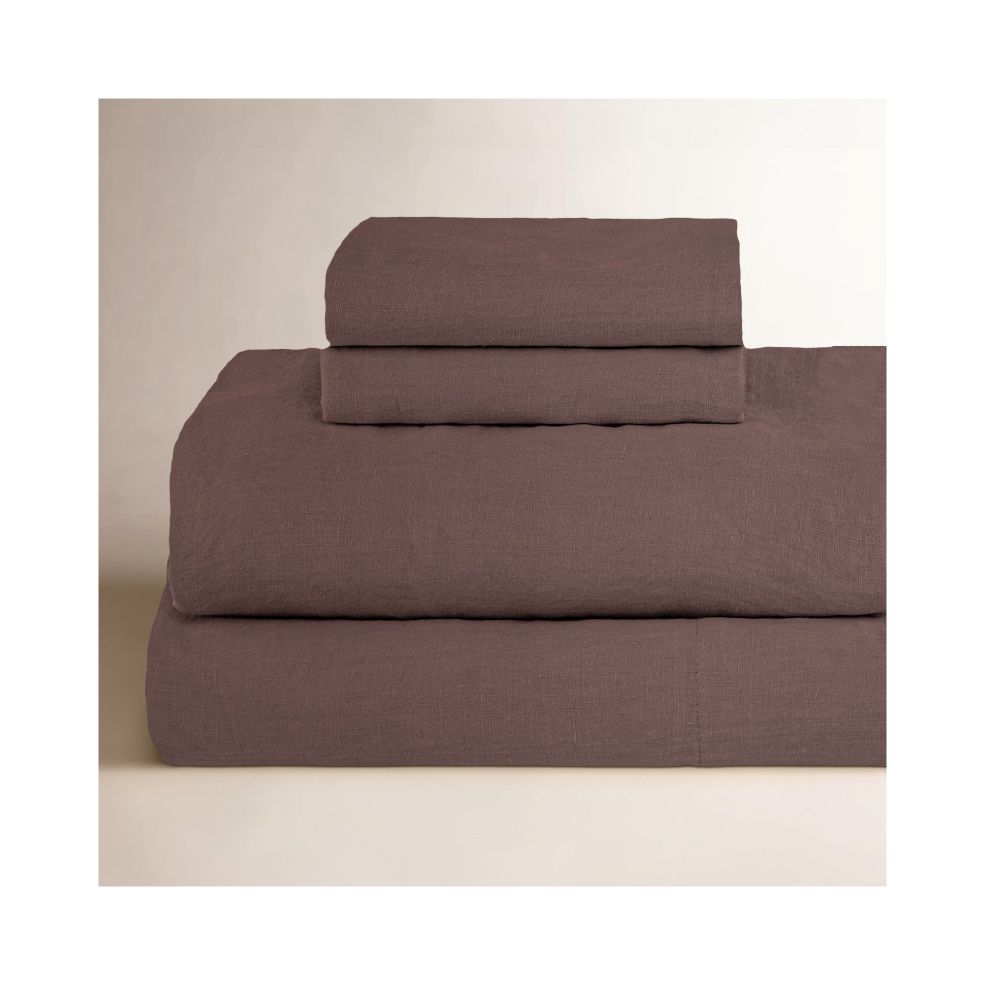 100% French Linen Sheet Set, Clove, Queen Sheet Set with 2 Pillowcases