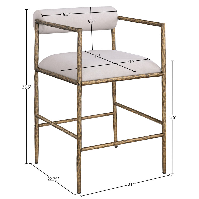 Tabouret de comptoir Axis, Laiton brossé, Beige
