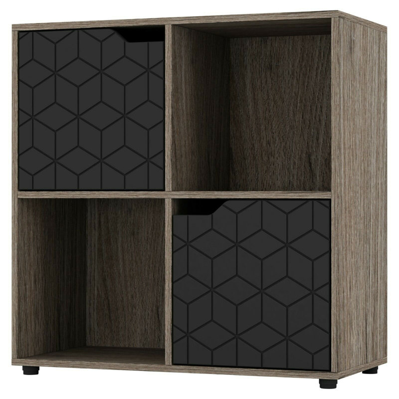 Berno 61 cm H x 60 cm W Cube Bookcase, Oak/Black