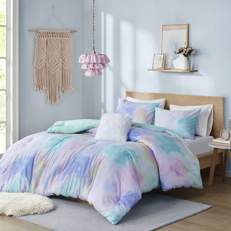 Édredon aquarelle avec taies décoratives Tie Dye avec oreiller carré simple / simple TG