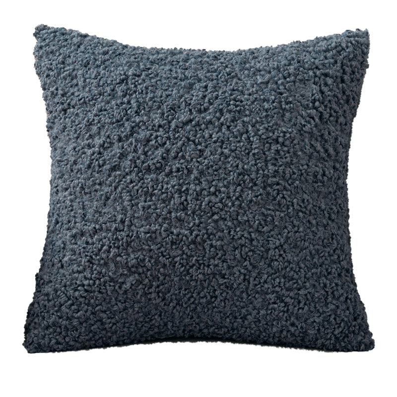 Coussin décoratif réversible en fausse fourrure de mouton, Bleu