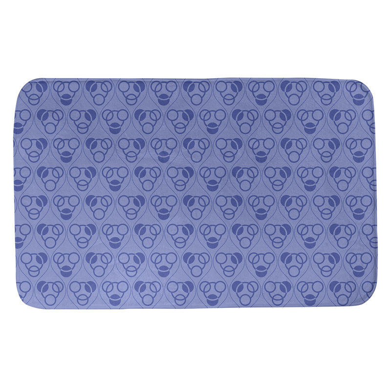Tapis de bain géométrique rectangulaire antidérapant Circles Waves, l 21 po x L 34 po, bleu