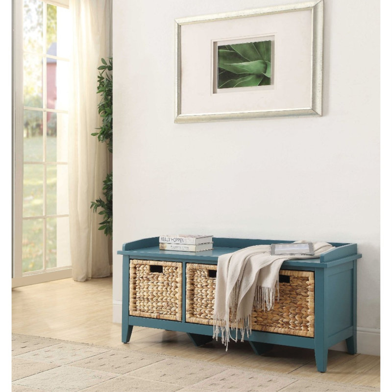 Banc de rangement à 3 tiroirs Laverne, Bleu sarcelle en double, 19" H x 43" W x 16" D
