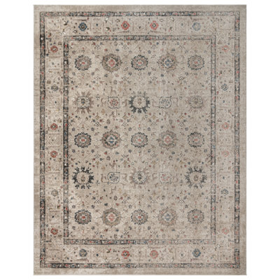 Maia Dov Transitional Oriental Border Floral Ivory Polypropylene Area Rug
